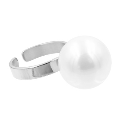Piękny srebrny pierścionek z dużą perłą