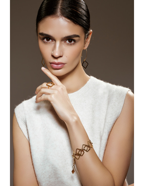 Pierścionek z pozłacanej stali szlachetnej w...