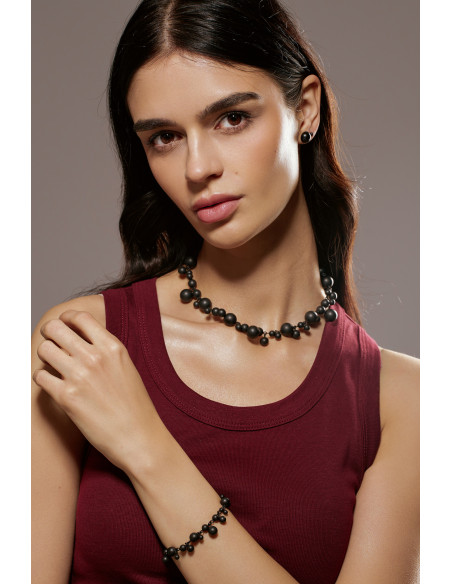 Czarna matowa bransoleta ze stali szlachetnej