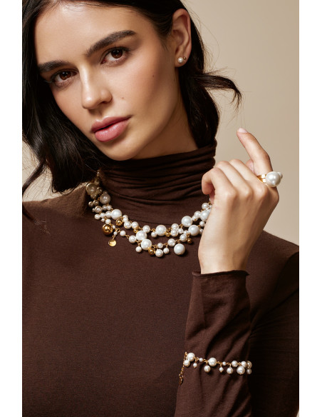 Pozłacana bransoleta z pereł