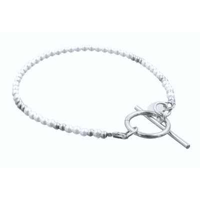 Subtelna bransoleta z pereł shell i stali szlachetnej