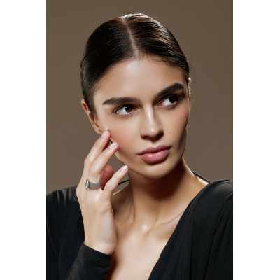 Pierścionek z siatki stalowej oraz srebra 2