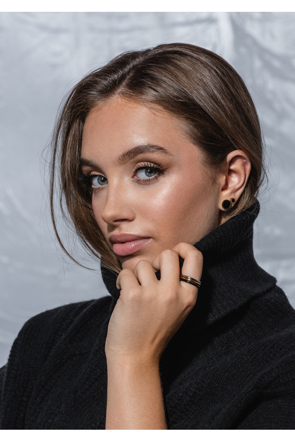 Zestaw trzech minimalistycznych obrączek 3w1 ze stali szlachetnej w kolorze złotym, srebrnym i czarnym matowym 2