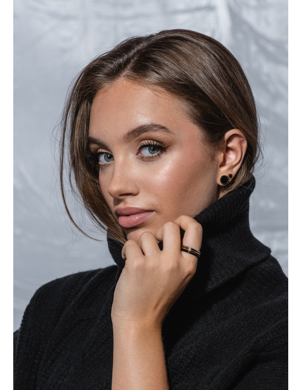 Zestaw trzech minimalistycznych obrączek 3w1 ze stali szlachetnej w kolorze złotym, srebrnym i czarnym matowym