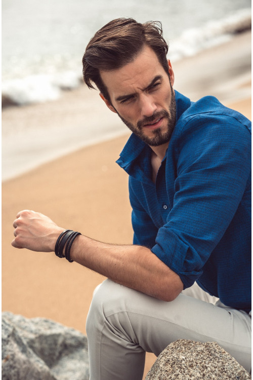 Męska skórzana bransoleta - klasyczny styl, ponadczasowa