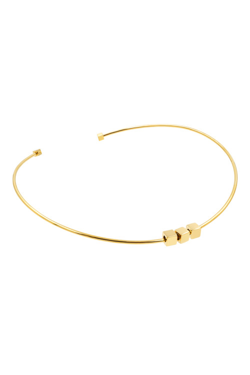 Delikatny pozłacany choker z ozdobnymi kwadratami | moora.pl