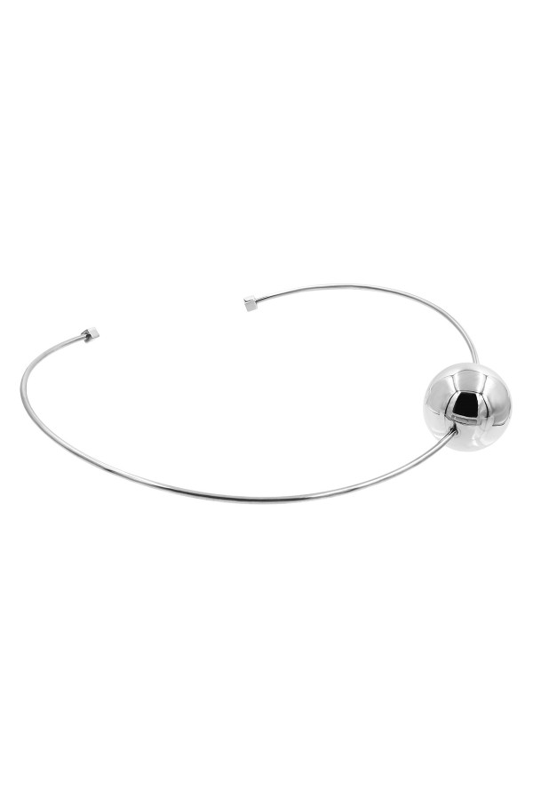 Modny stalowy choker z dużą kulą
