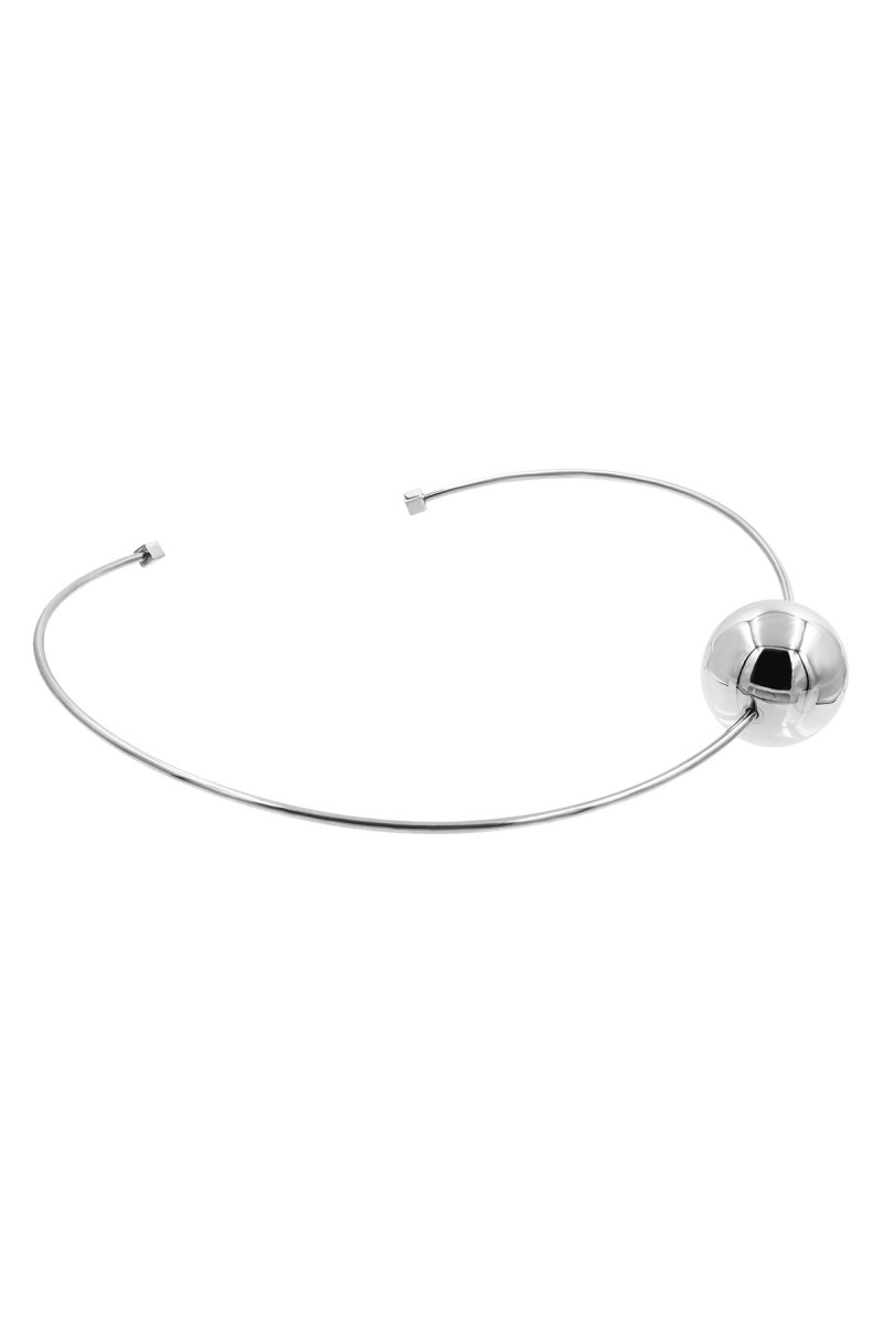 Modny stalowy choker z dużą kulą