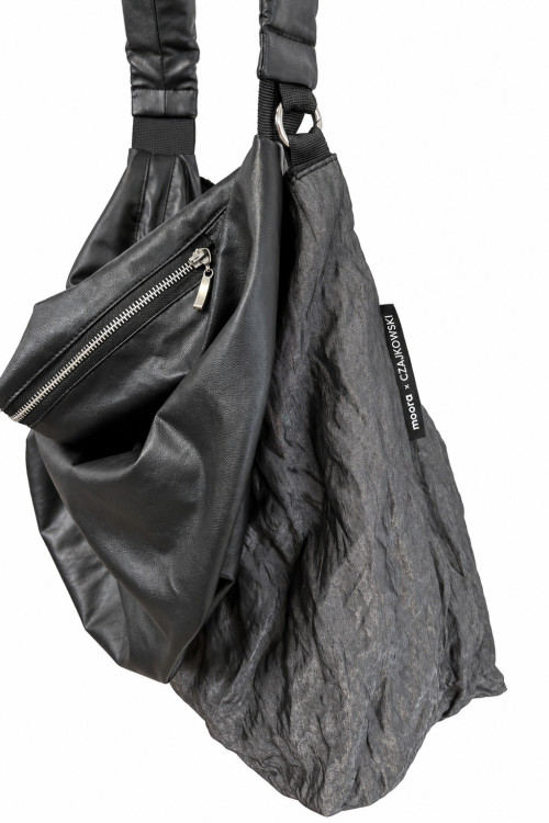 Torba SMART GRAY worek z włoskiego gniecionego nylonu | moora.pl