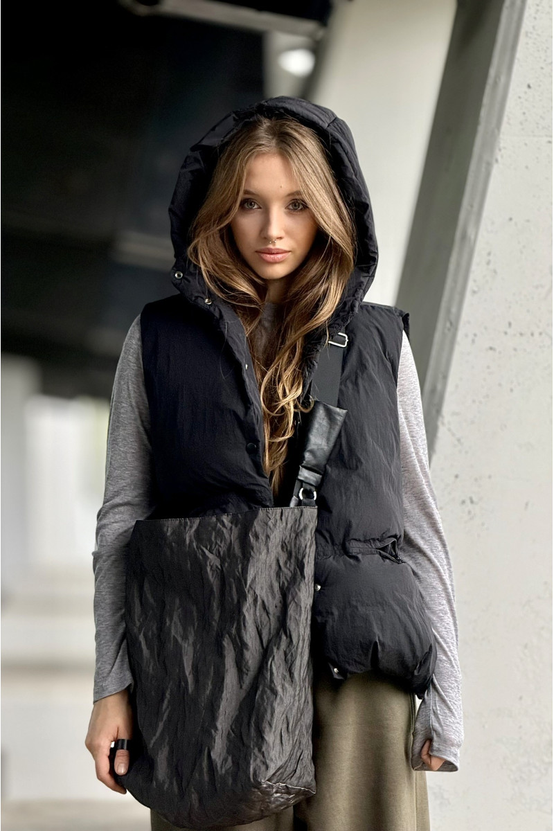 Torba SMART GRAY worek z włoskiego gniecionego nylonu | moora.pl