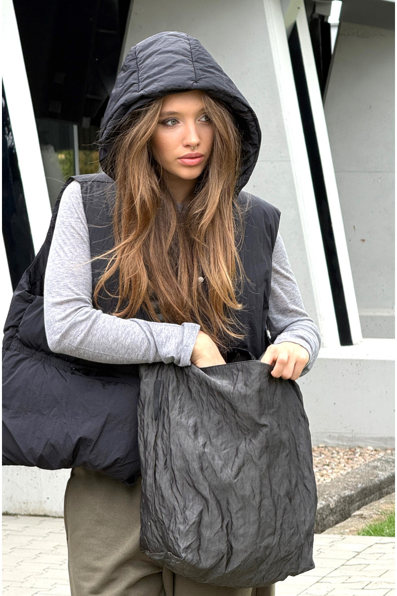 Torba SMART GRAY worek z włoskiego gniecionego nylonu | moora.pl