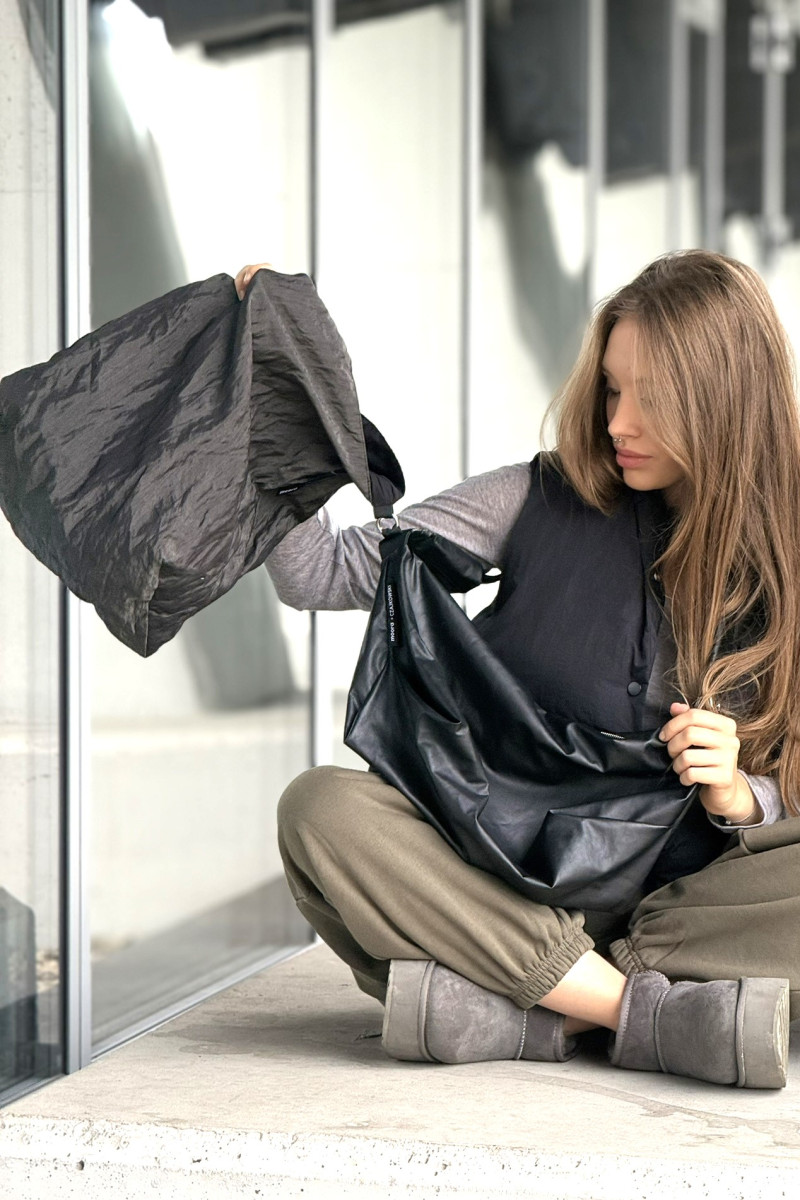 Torba SMART GRAY worek z włoskiego gniecionego nylonu | moora.pl