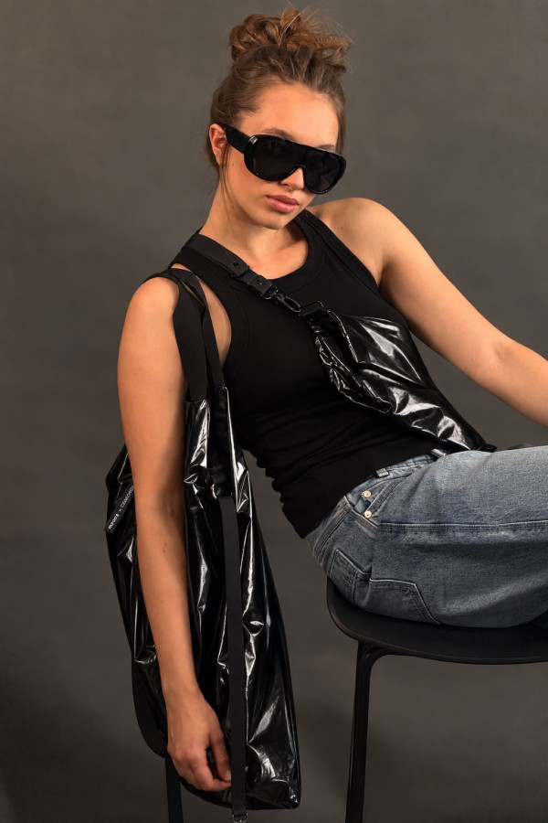 TWIN Black Mirror | czarna lustrzana torba shopper | moora.pl 2